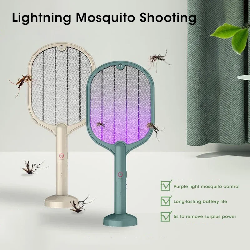 USB Rechargeable Foldable Electric Mosquito Insect Zapper Portable Swatter Racket for Home Outdoor Travel Use