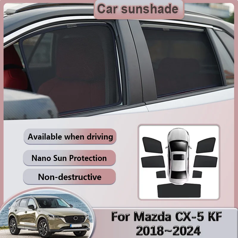 

For Mazda CX-5 KF MK3 2018~2024 Car Sun Visors Mesh Sunshades Side Window Magnetic Privacy Curtains Shading Auto Accessories