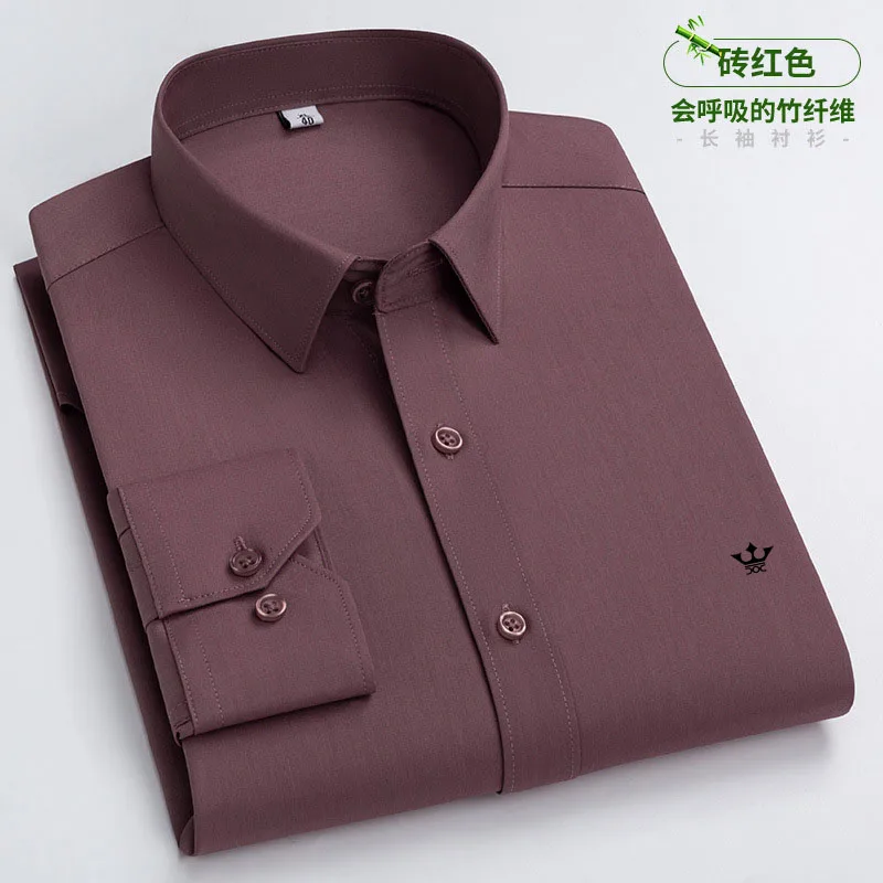 2026 New Fashion Non-iron Shirt Anti-wrinkle Classic Solid Business Casual Soft Wear Long Sleeve Shirts for Men AEchoice