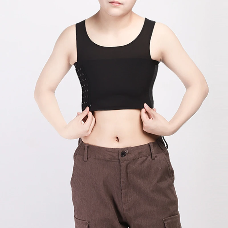 

Women's Summer Thin Les Lesbian Slim Fit Short Vest Flat Chest Binder Tops Binders Bra Intimates Breathable Buckle Breast Binder