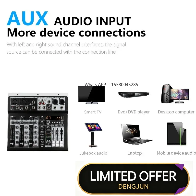 KP4 Mini 4CH Audio Mixer DSP Sound Effects Card Computer Phone Live Streaming Recorder