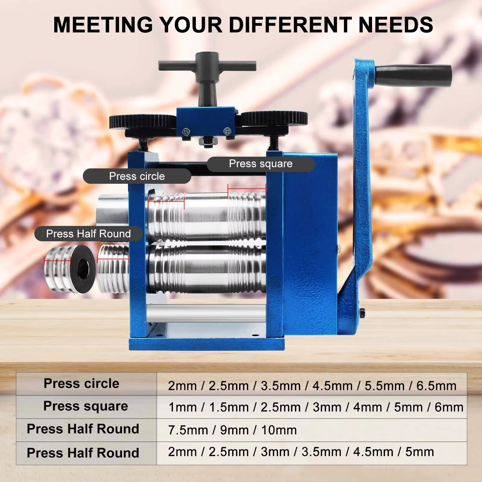 YPJ-2/YPJ-3 Cold Rolling Mill for Gold and Silver Bracelets Square-Hand Crank Jewelry Press Jewelry Rolling Mills