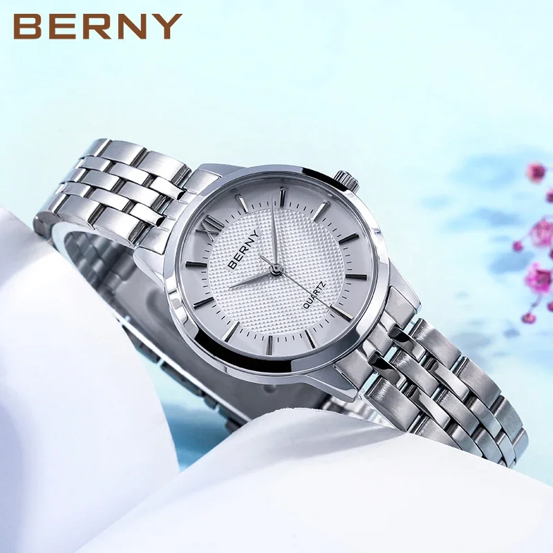 BERNY Ladies Quartz Watch Women Fashion Simple Wristwatch  Stainless Steel Japan Miyota 2035 Waterproof Watch for Women 2022