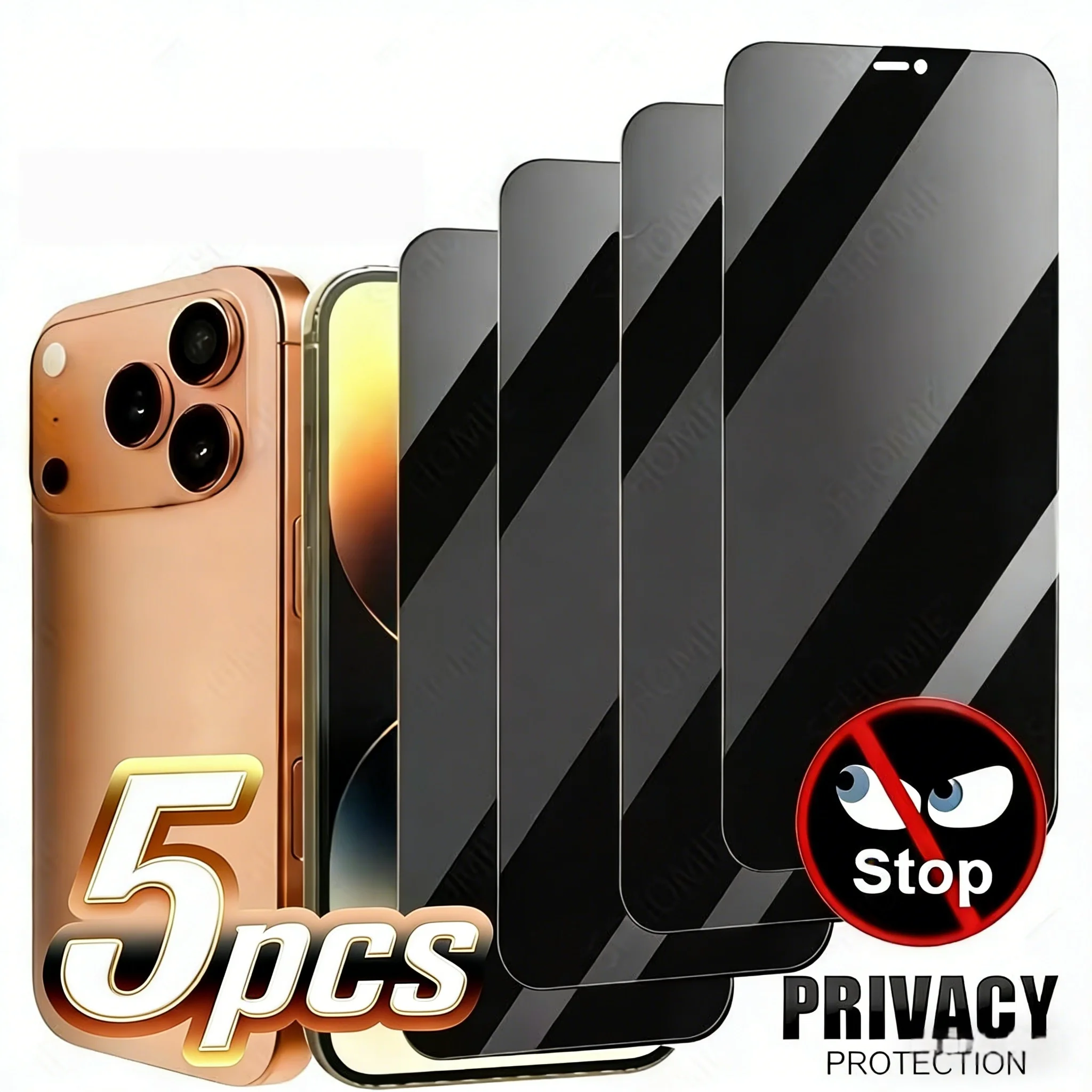 5 Stück Blickschutzfolie aus Gehärtetem Glas für iPhone 17 Air, iPhone 17, 16 Pro Max, iPhone 15 Plus, 14, iPhone 13 Mini