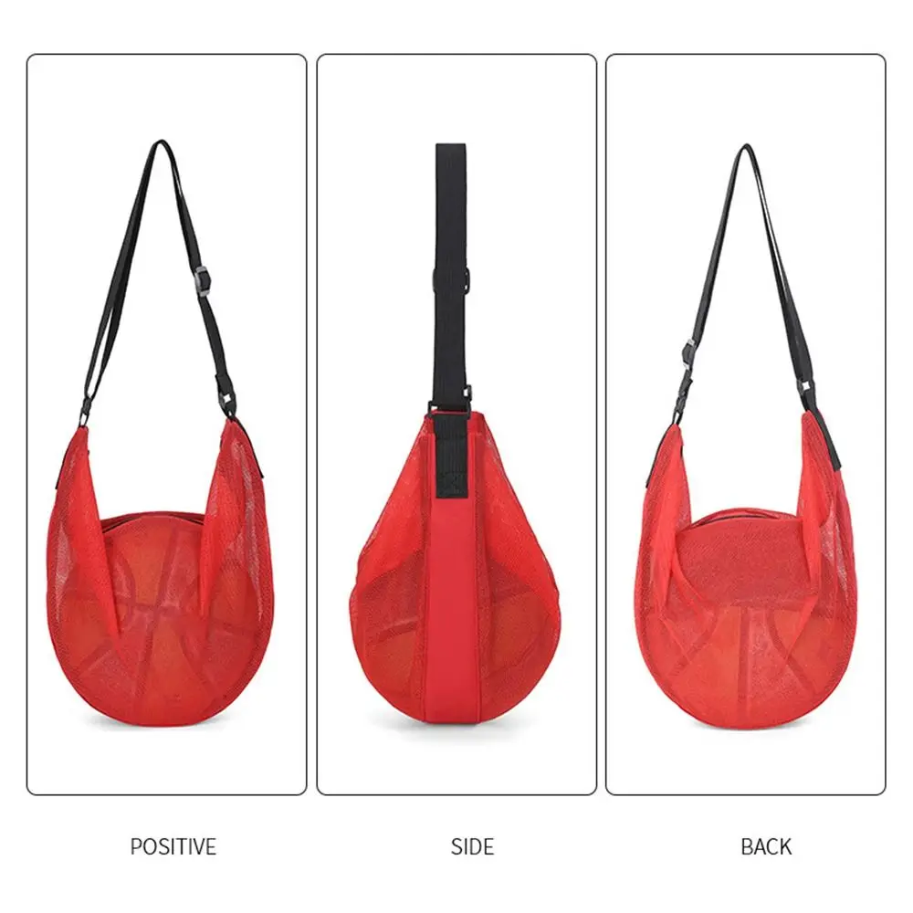 Mochila de armazenamento de futebol ajustável portátil multifuncional malha basquete bolsa de ombro diagonal metal zíper
