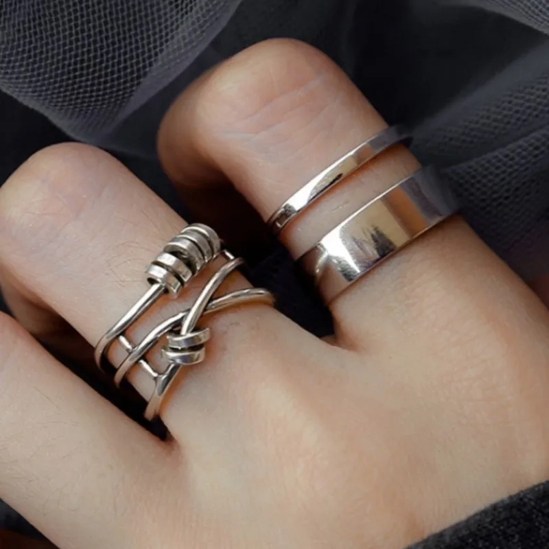 

Кольцо VENTFILLE из стерлингового серебра 925 пробы с геометрическим узором для женщин, в стиле панк, из бисера, тренд, хип-хоп, крутые ювелирные изделия, подарок, дропшиппинг