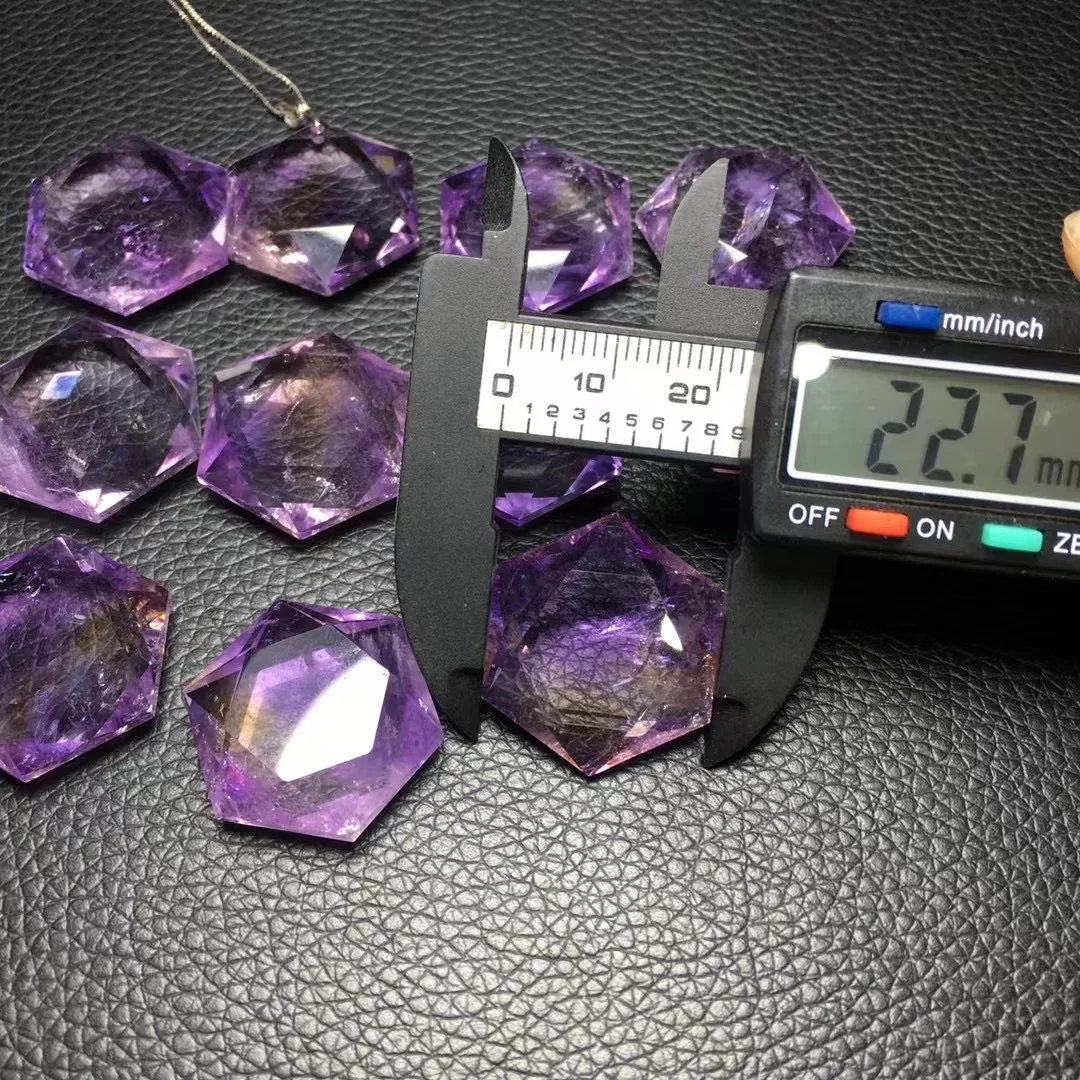 1 Pc Natural Amethyst Citrine Ametrine Hexagram Necklace Pendant 925 Sterling Silver 20-25MM Reiki Healing Stone Jewelry Gift