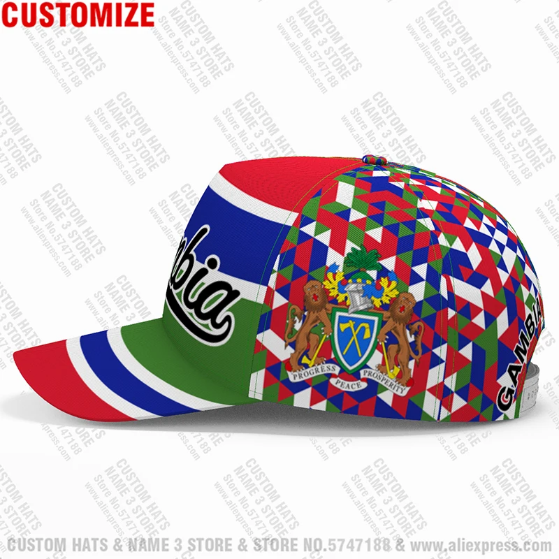 Gambia Baseball Cap Free 3d Custom Name Number Arab Team Logo Gm Hat Gmb Country Travel French Nation Arabic Islam Flag Headgear