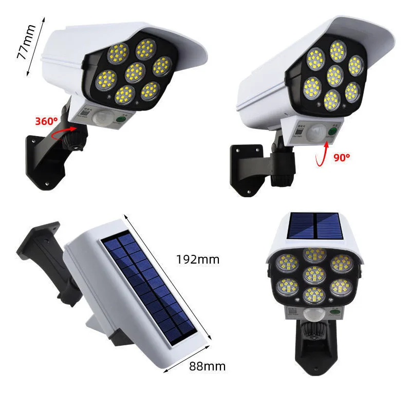 Waterproof Solar Light LED Outdoor Lighting Wall Light Simulation Monitoring Garden Light Remote Control Fake Camera Wall Light