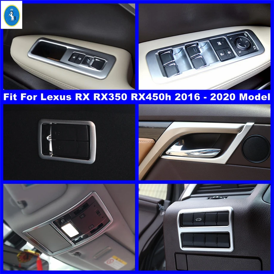 

Window Lift / Head / Reading Lights / Trunk Button Frame Cover Trim For Lexus RX RX350 RX450h 2016 - 2021 Matte Auto Accessories