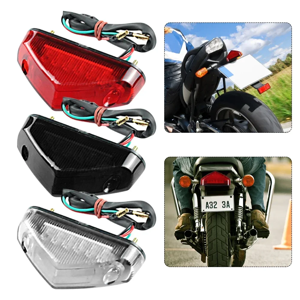 12V Motorcycle Tail Rear Light Lamp Taillight Motor Brake Stop Lights License Plate Light Moto Equipments Parts Access Universal