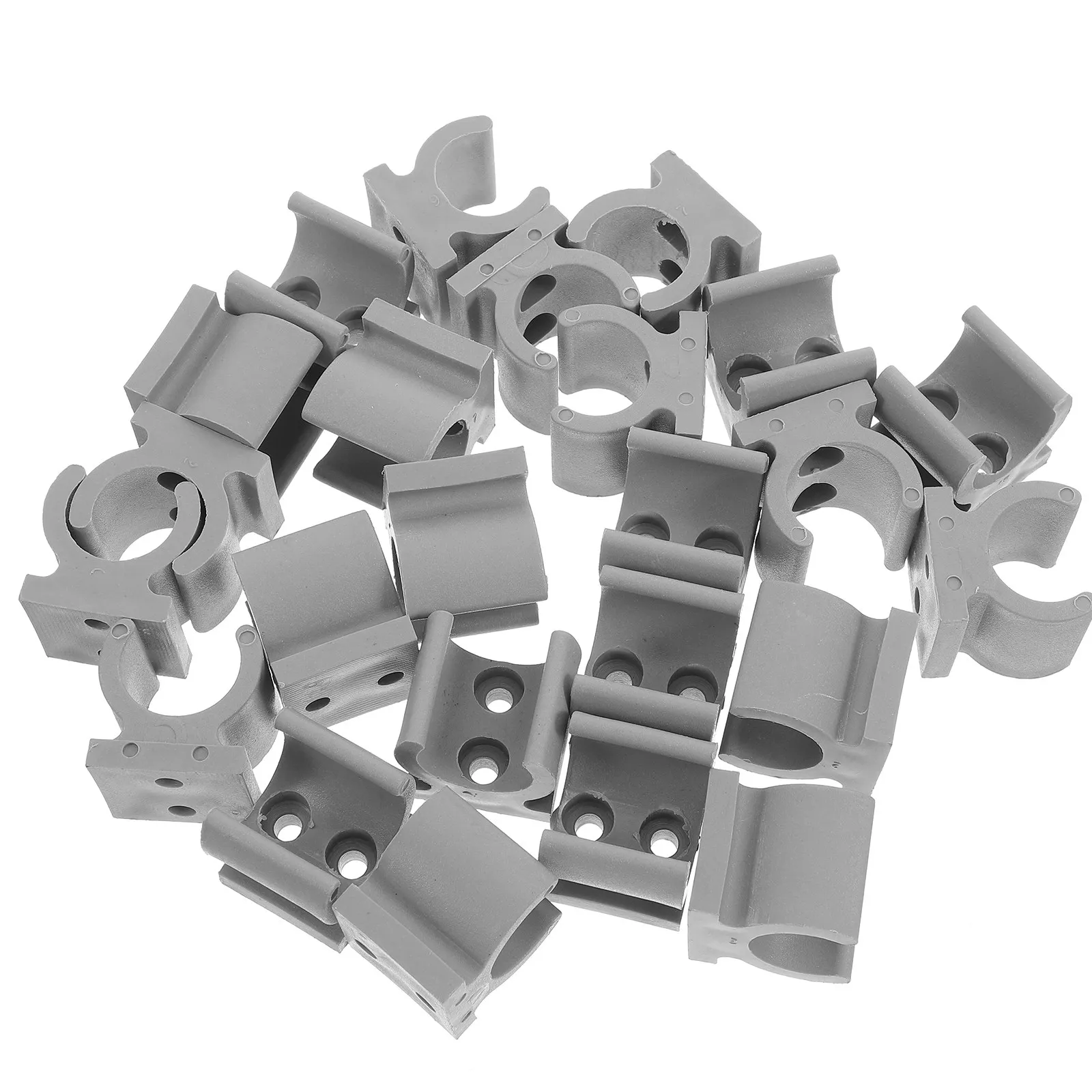 24Pcs Wheelchair Commode Chair Tube Clamps Gray U Shape Clips Bracket for Toilet Seat Mounting Support Elderly