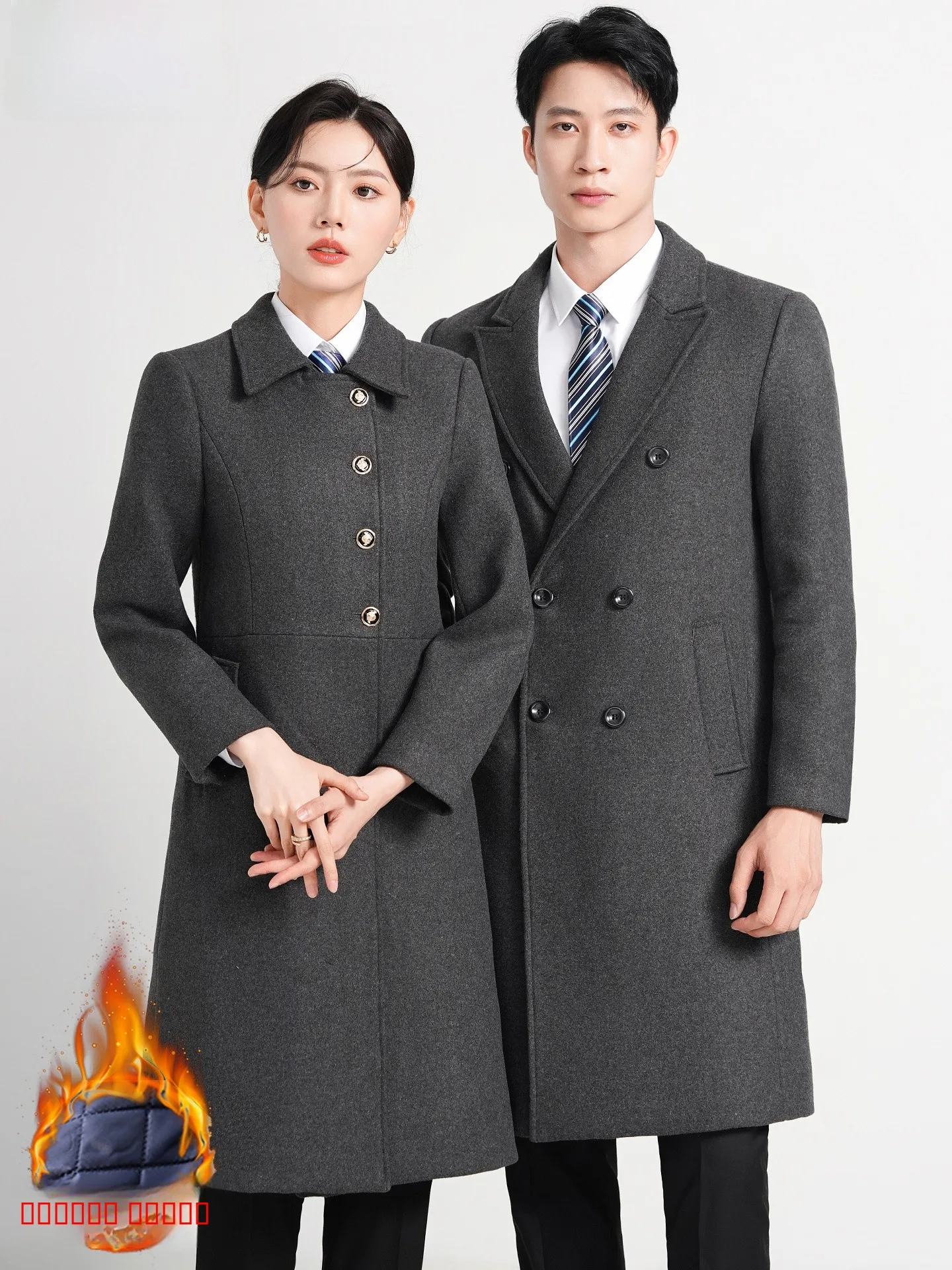 

Шерстяное пальто унисекс для зимы, для персонала отеля, ресепшн, средней длины, на хлопковой подкладке, приталенное