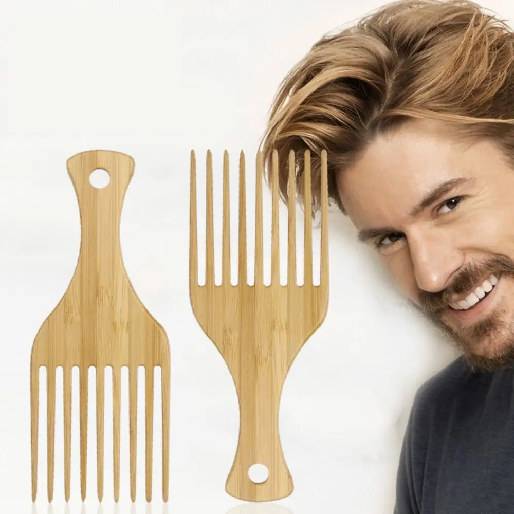 

Professional Bamboo Hair Pick Comb Anti-static Massage Wood Fork Comb Durable Anti-slip Long Tooth Detangling Combs Salon