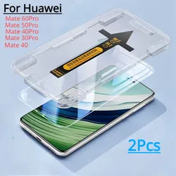 2Pcs Premium Glass for Huawei Mate 60 Pro,Mate 50 Pro 40,30 Pro Curved Screen Protector, Auto-Dust Removal Kit, Tempered Film