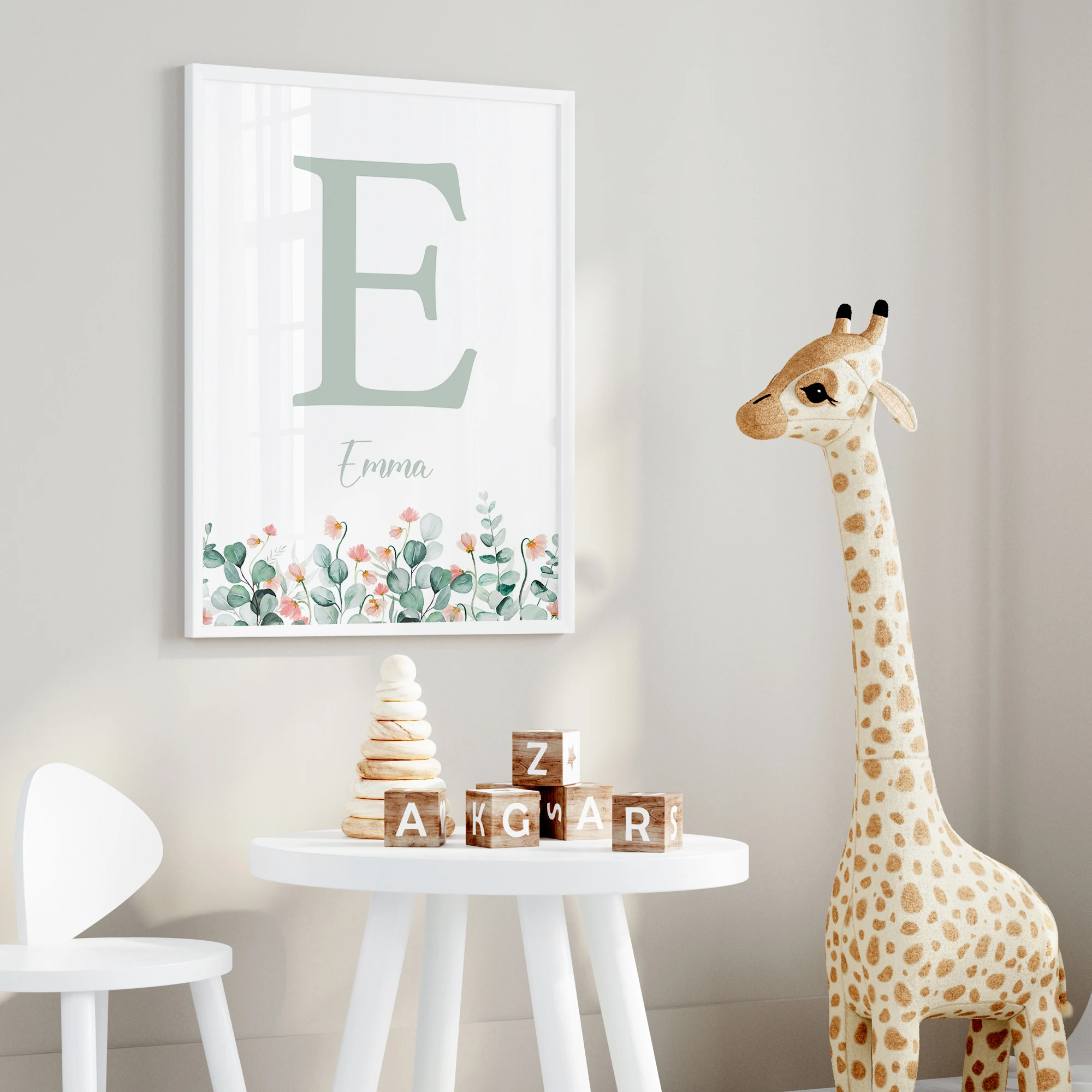 3 uds. Nombre personalizado animales tropicales elefante, regalo de leopardo arte de pared imagen impresa sala de estar decoración del hogar de la habitación de los niños