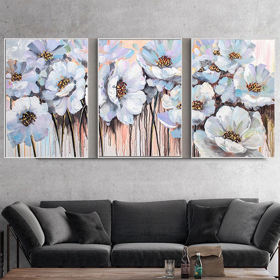 Triptych White Flowers Diamond Painting Vintage Flora Diamond Embroidery 3pcs/set Rhinestones Pictures Mosaic Set Home Decorate