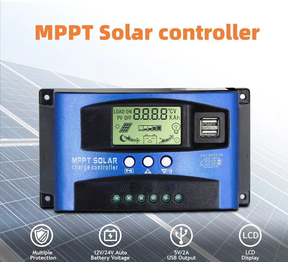 

MPPT PWM Solar Charge Controller 30A Dual USB LCD 12V 24V Solar Cell Panel Auto Charger Regulator with Load for solar board