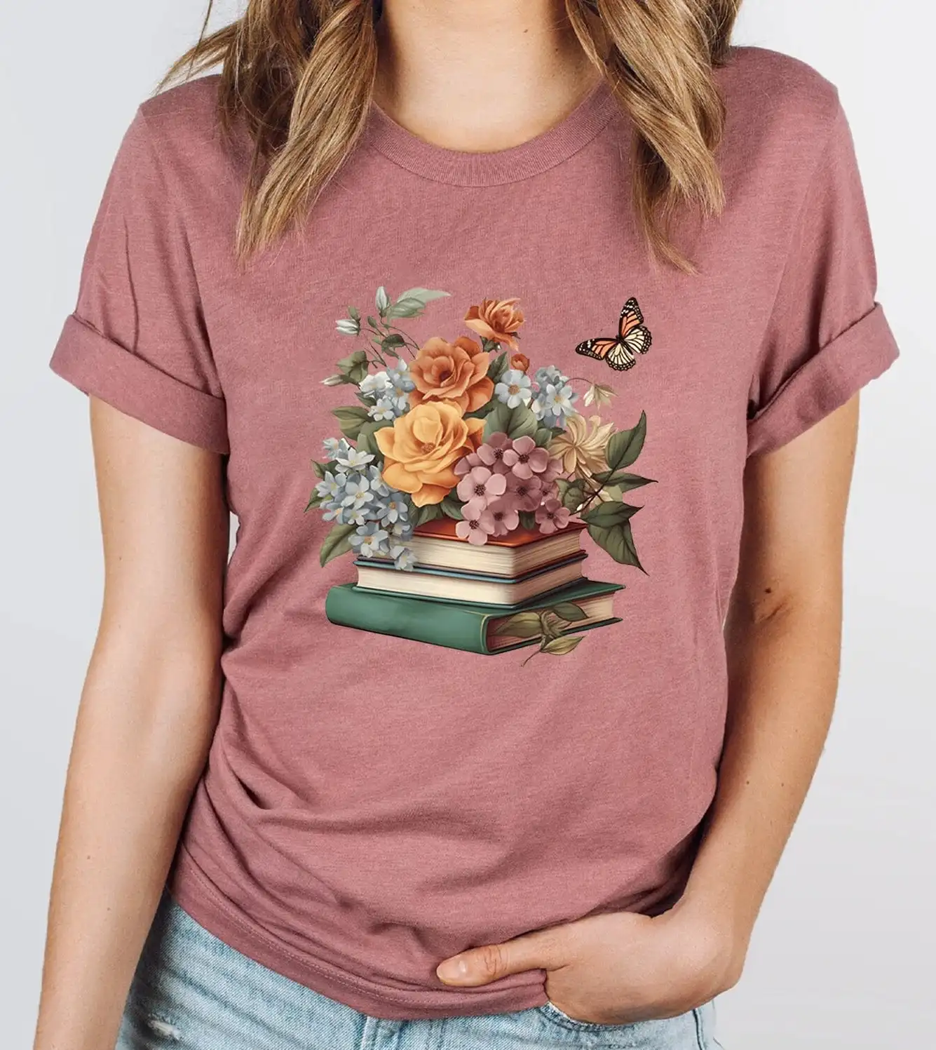 Reading T Shirt Flower Book With Flowers Floral Lover Bookworm Bookish Nerd