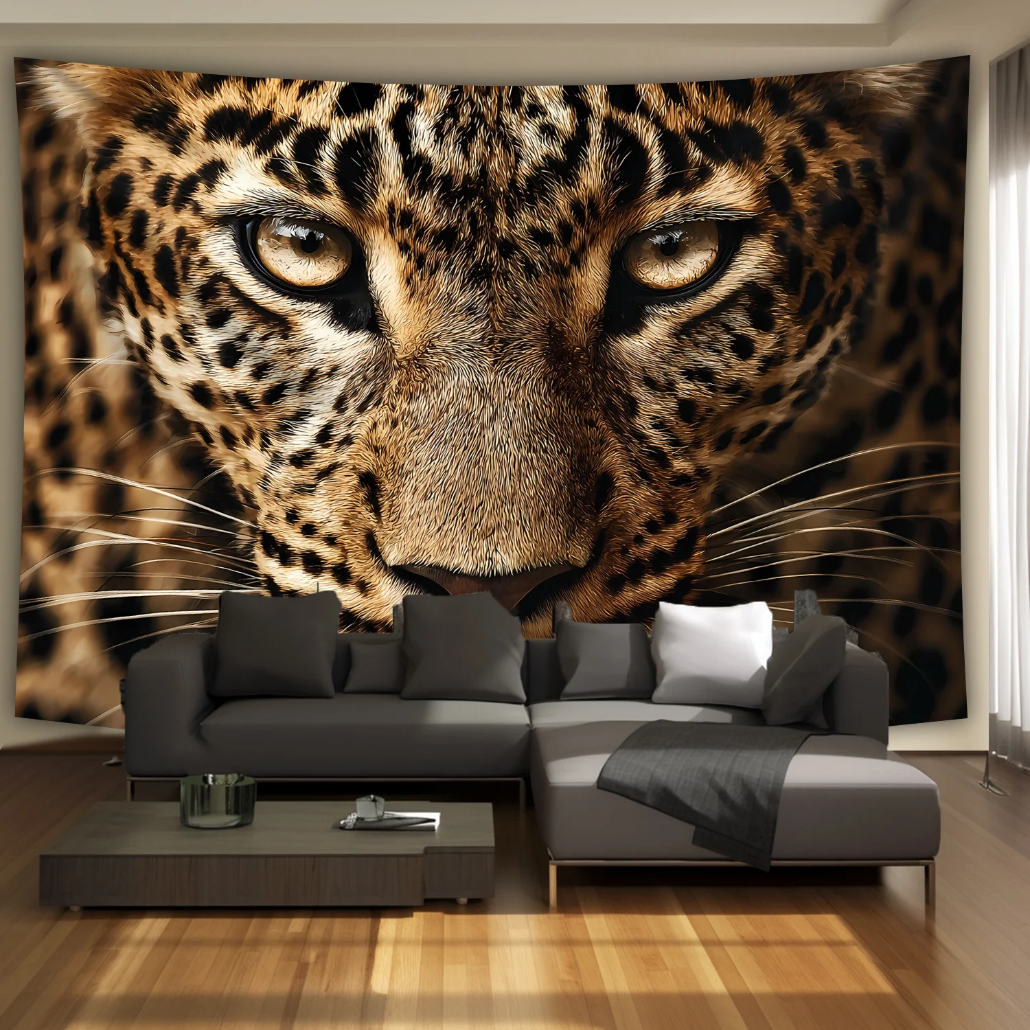 Large HD Leopard Landscape Tapestry - Digital Print Polyester Wall Decor. Sharp, High-Definition Aesthetic for Living Room, Bedr