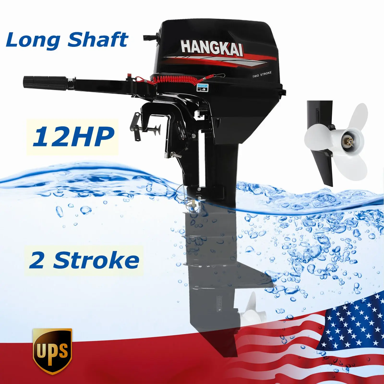 

Outboard Motor, 2 Stroke 12 hp 169cc Heavy Duty Boat Engine Fishing Boat Motor w/CDI System Water Cooling System