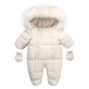 2023 new winter baby rompers thick warm baby hooded inner fleece jumpsuit newborn boy girl overalls baby clothes suit
