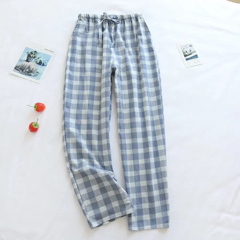 Flannel Loose Pajama Nightwear Bottoms Trousers Plaid Soft Comfortable Casual Skin-friendly Pants Sleeping Men’s Lounge Cotton