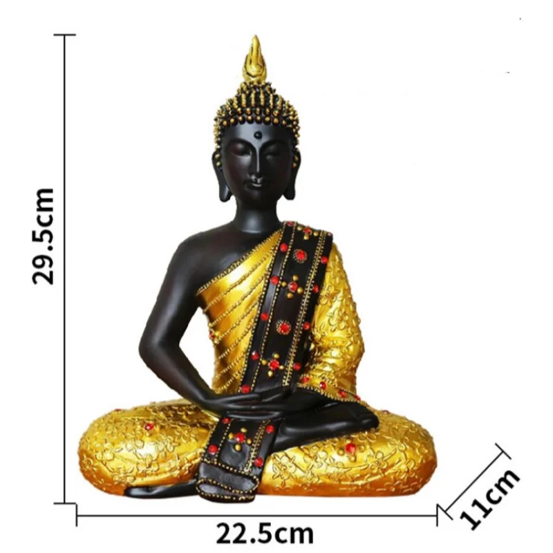 Southeast Asian Thai style Buddha statues resin carved ornament Zen inspired home decor Feng Shui auspicious decor handicraft