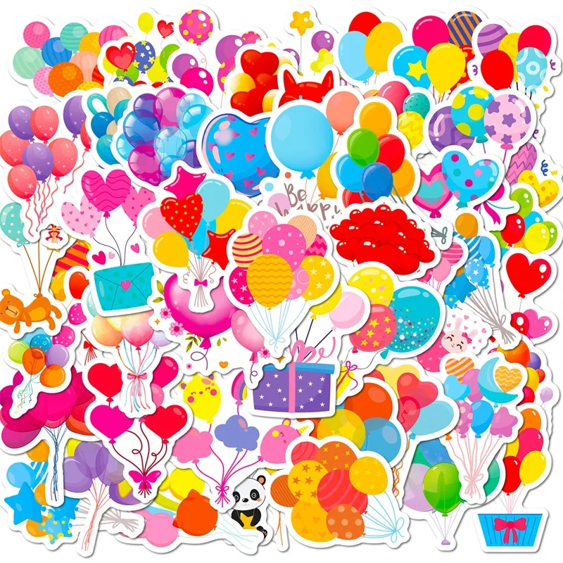 

10/30/50PCS Cartoon Balloon PVC Sticker Aesthetic Colorful Decoration Scrapbooking Korean Stationery School Supplies for Kids