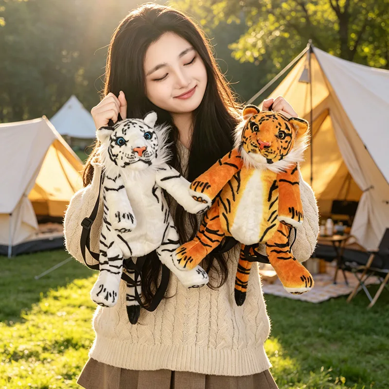 1Pc 40cm Simulation Tiger Leopard Plush Backpack Toy Stuffed Soft Animal Doll Decorative Bag Kids Birthday Gift