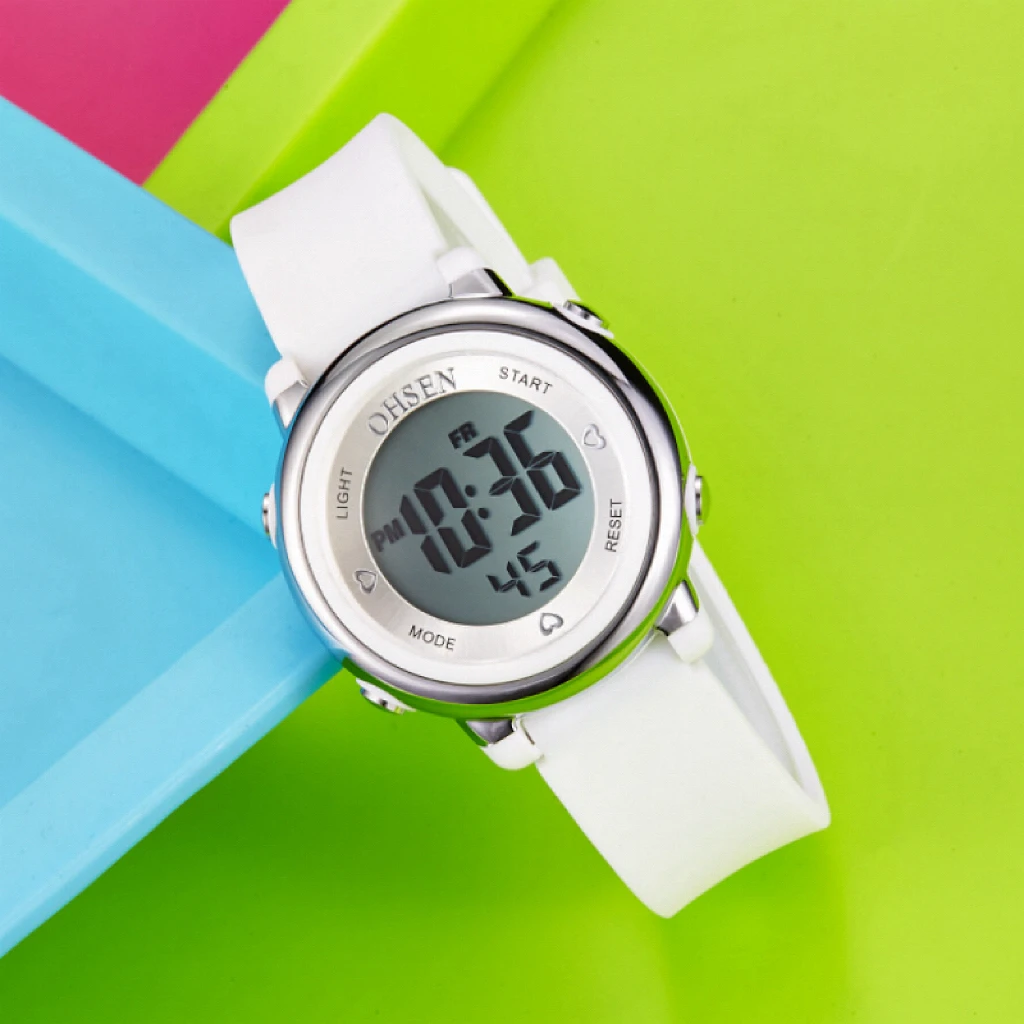 OHSEN, reloj de pulsera Digital a la moda para niños y niñas, correa de silicona de 50M, reloj deportivo para nadar y bucear, reloj despertador para niños, regalo