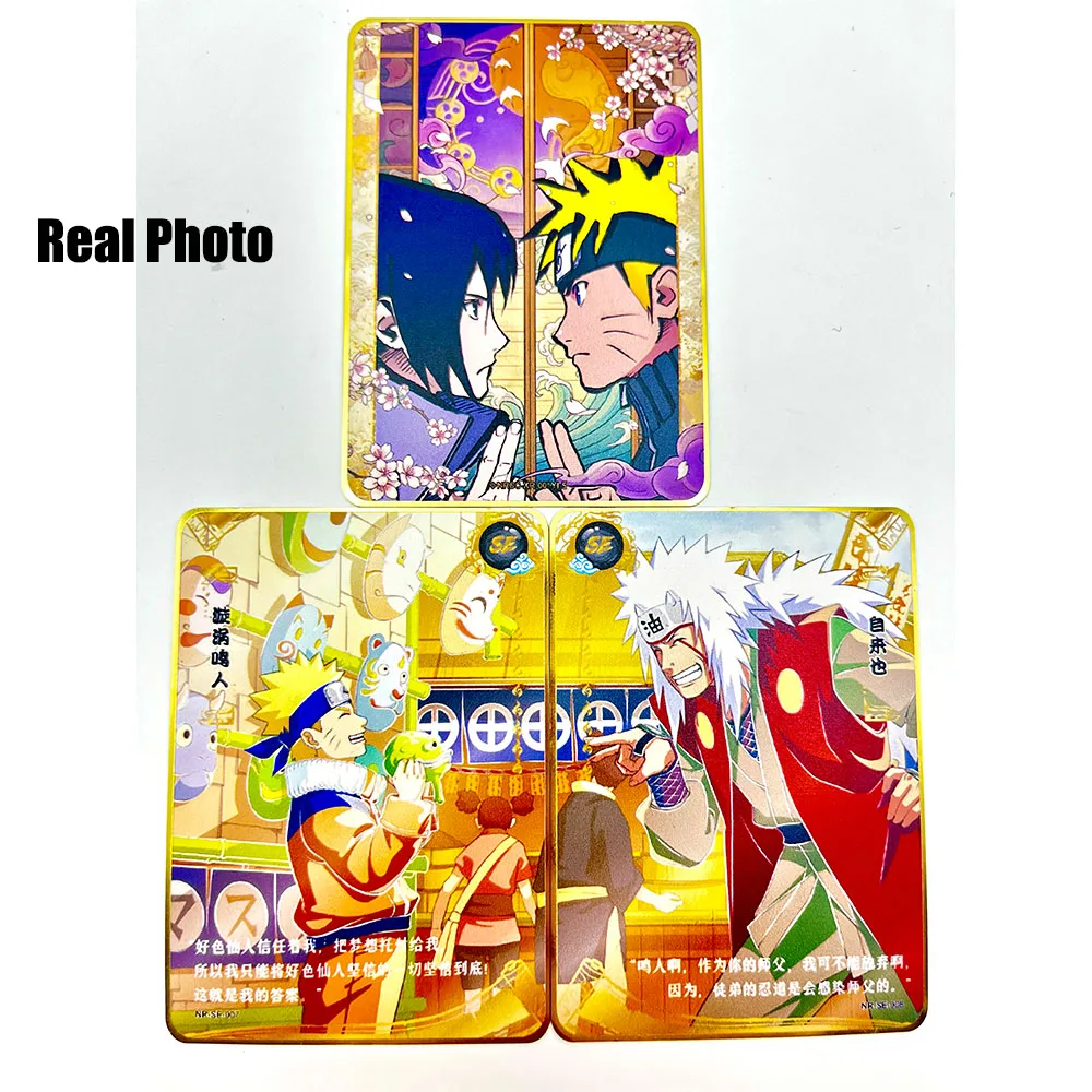 Naruto Card Handmade Anime Metal Cards SE Series Uzimaki Sasuke Jiraya Rare Collection Card Kids Toy Birthday Gifts