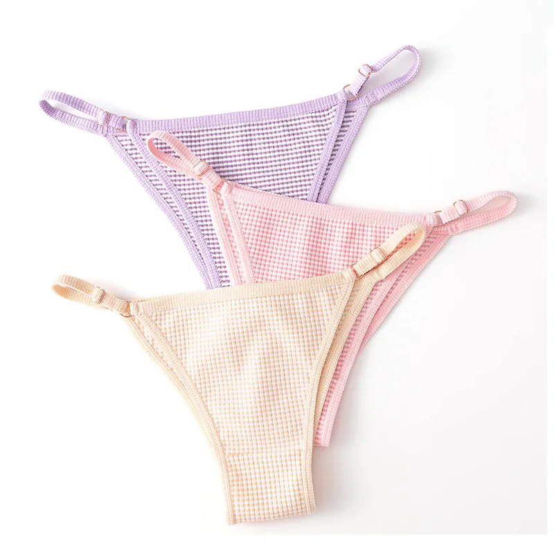Culotte string sans couture à rayures pour femme, culotte confortable réglable, sous-vêtement sexy, string chaud pour l\'hiver, lingerie sexy, 1PC