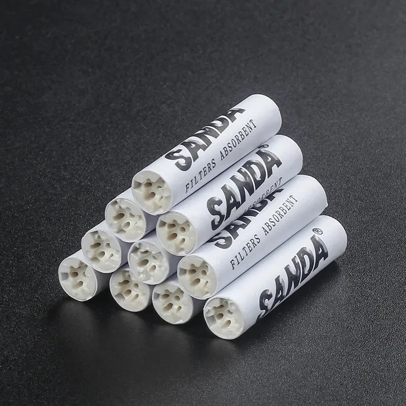 10Pcs/Box Tobacco Pipe Filters 9mm Smoking Pipe Activated Carbon Filter Tips Smoking Accessories OD 8mm length 35mm