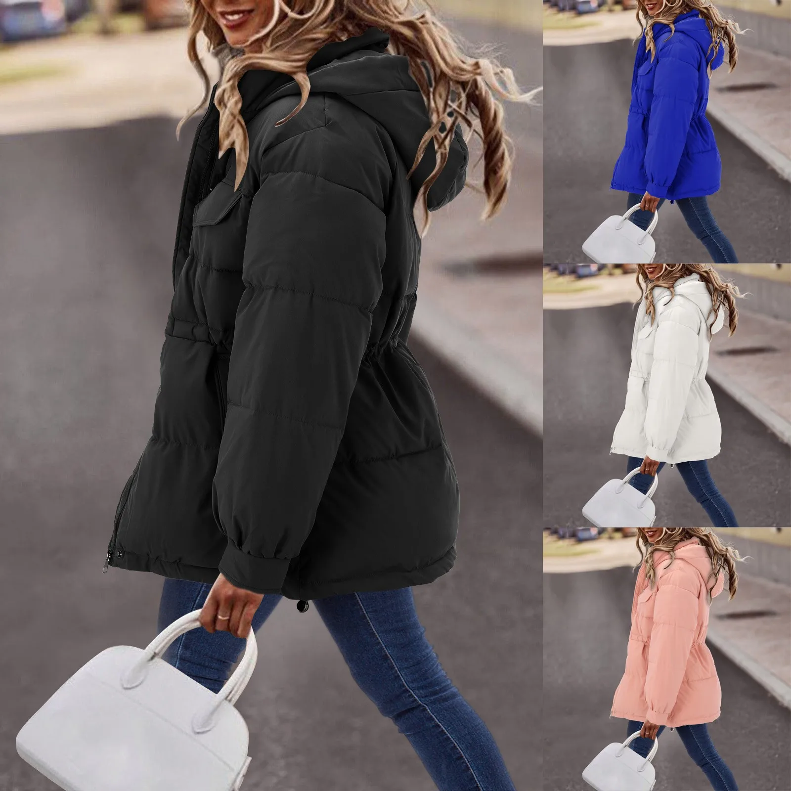 

Customized Long Sleeve Thicker Down Coat Zipper Hooded Jacket Clothes for Women Coats for Women