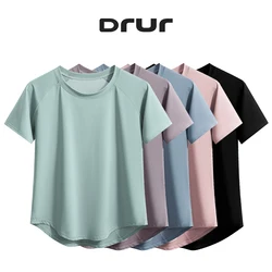 DRUR Summer Yoga Shirts Gym Clothes Women Sports Tops Short Sleeve Round Neck Quick Dry Running T Shirt Workout Sportswear 2025