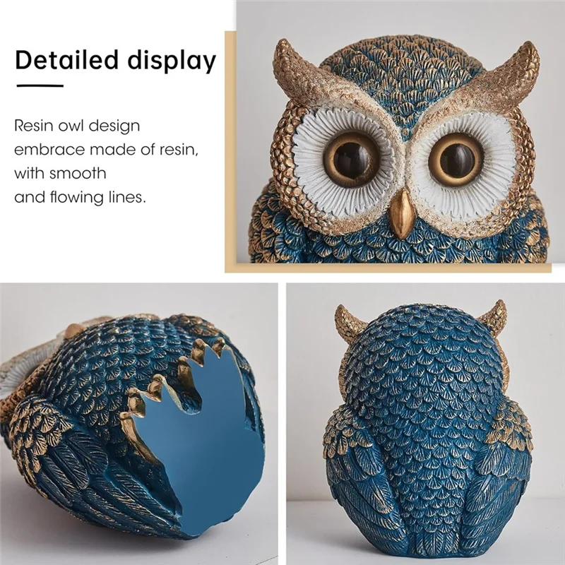 

M11K-Bedroom Owl Statue-Cute Home Decor Figurine For Bookshelf, Table, Office, Living Room, TV Stand Decorations, Gifts