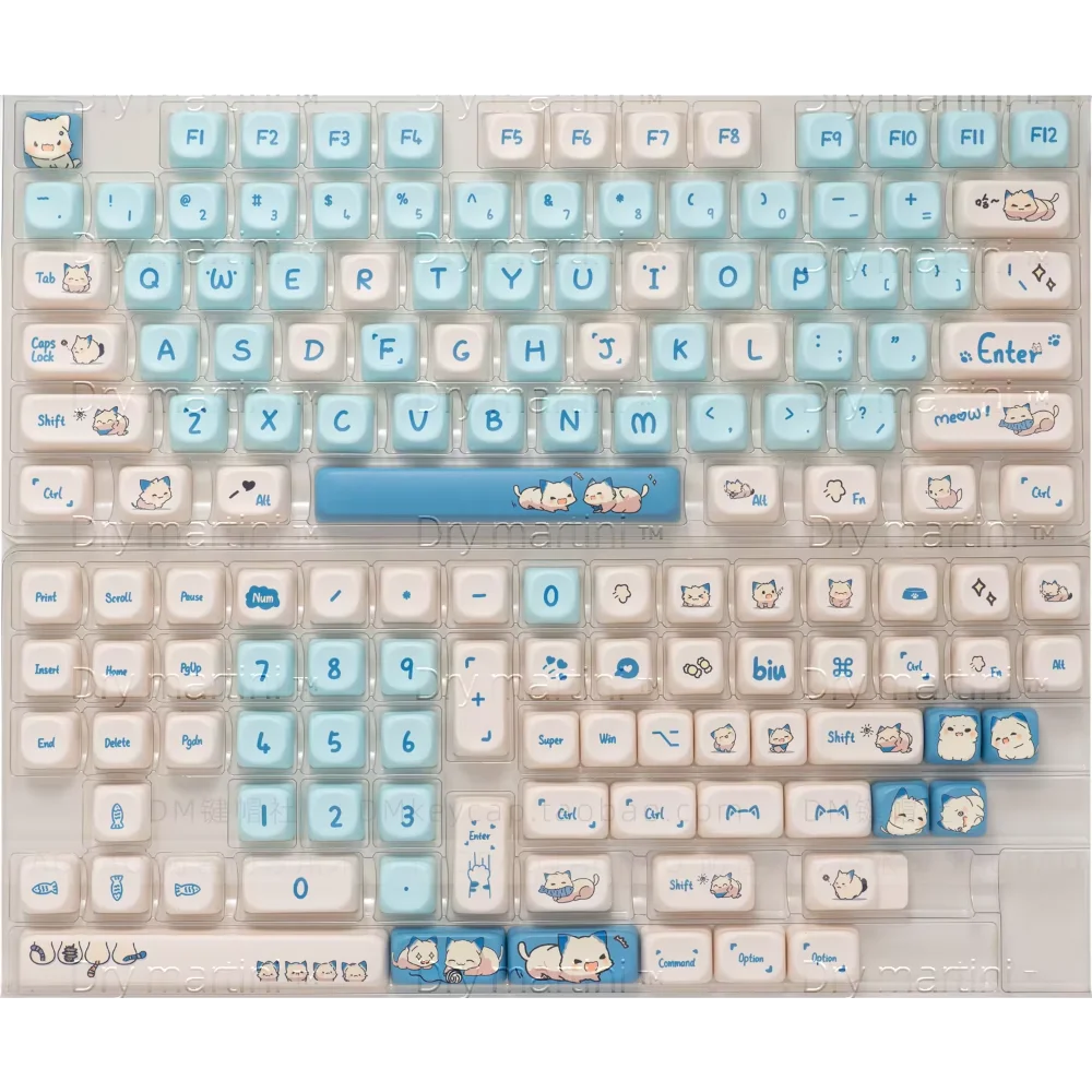 Imagem -02 - Teclado Mecânico Bonito Gato Irritado Teclas Moa Pbt Sublimação de Calor Interruptor mx 60 84 90 104 108 Layout 142 Chaves