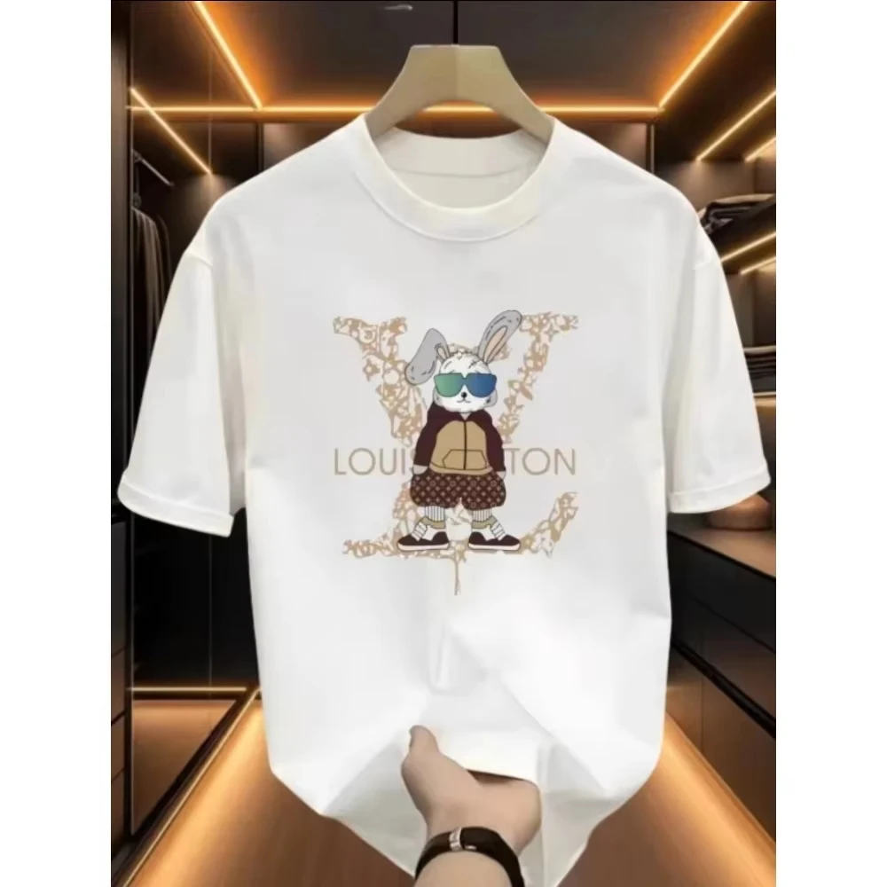 2025 New Summer Fashion Brand Casual Printed T-shirt Top American Youth Men and Women Explosive Street Couple Dress image 2