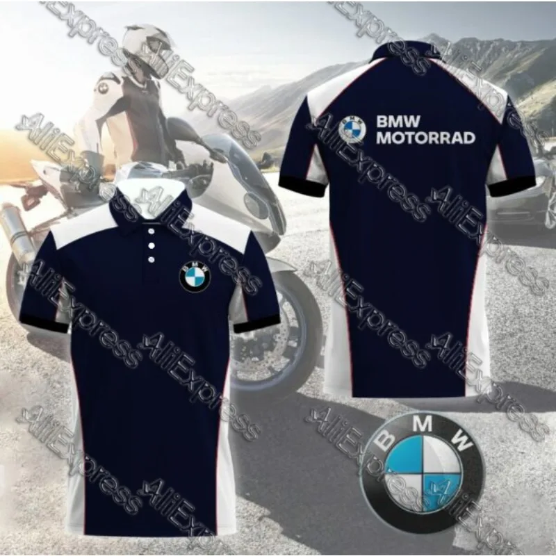 

Summer BMW Men's Loose Fashion Short Sleeve Quick Drying Polo Shirt Motorcycle Racing Motogp Cycling Suit Lapel T-Shirt for Men