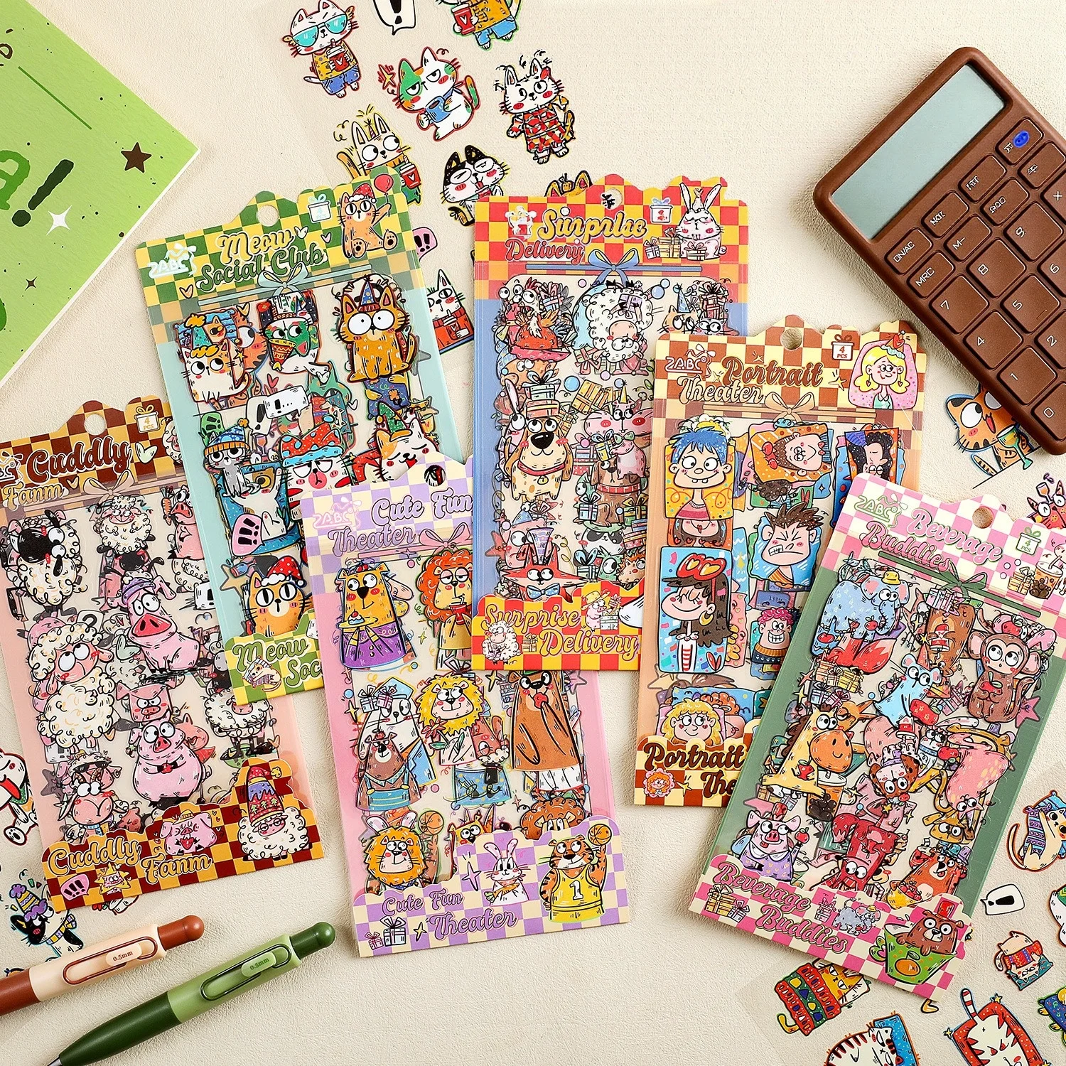 4 Sheets/Pack Energetic Party Stickers Set for Kids DIY Journaling Scrapbook Hand Account Craft Supplies Decor