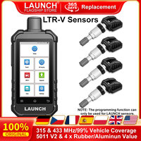 LAUNCH X431 5011 V2 OBD2 TPMS Tool 12 Reset Functions Wifi Activate 315/433Mhz with 4 LTR-V Rubber/Aluminum Sensors