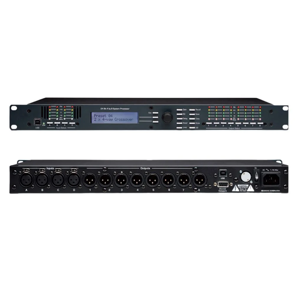 Paulkitson Audio Processor 4.8sp Professional Linear Array Stage Performance Chinese Digital Speaker Bass Divider 4-In And 8-Out