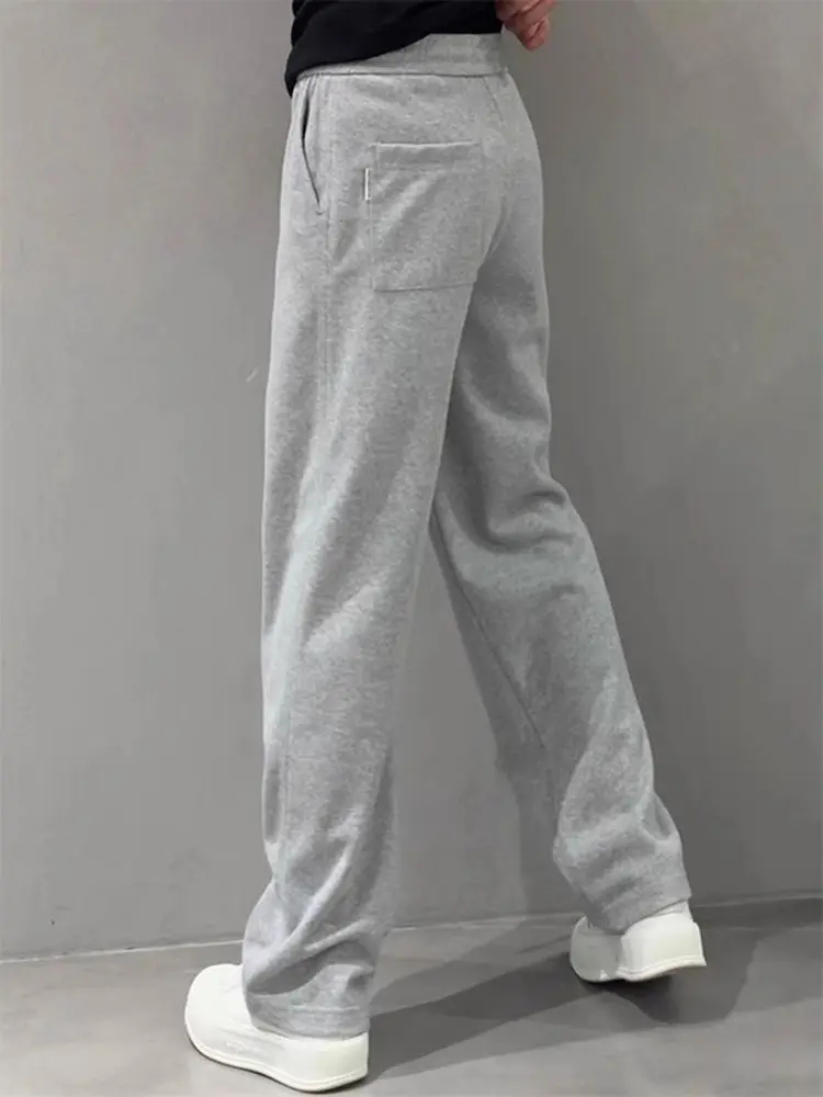 Men's Fashion Urban Casual Pants Straight Leg Thickened Fleece Wide Leg Sweatpants Loose Fit  Color Fall Winter New Style