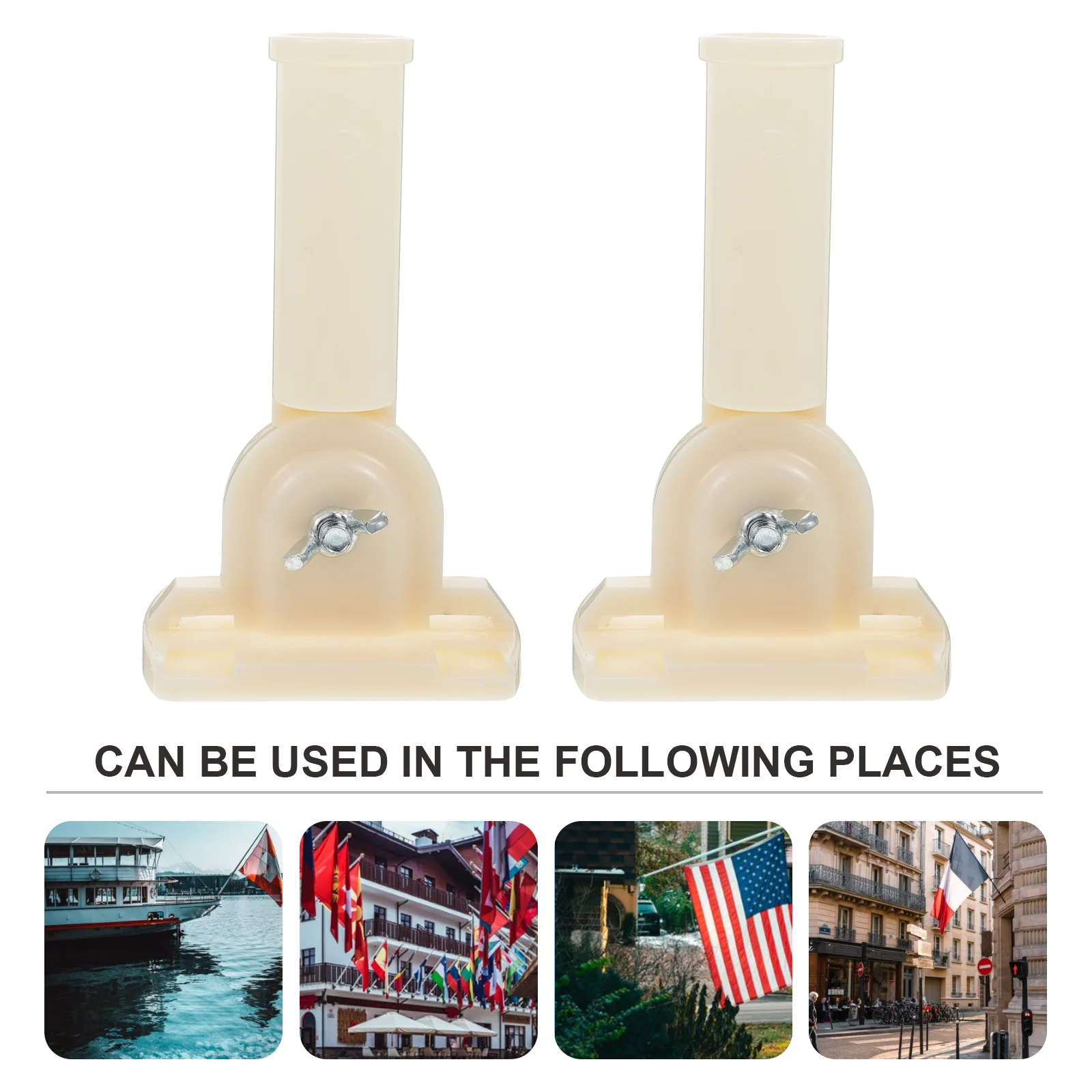 

2Pcs Wall Flagpole Bracket Strong Plastic Flagpole Holder Outdoor Indoor Adjustable Mounting Base for Garden Balcony Porch