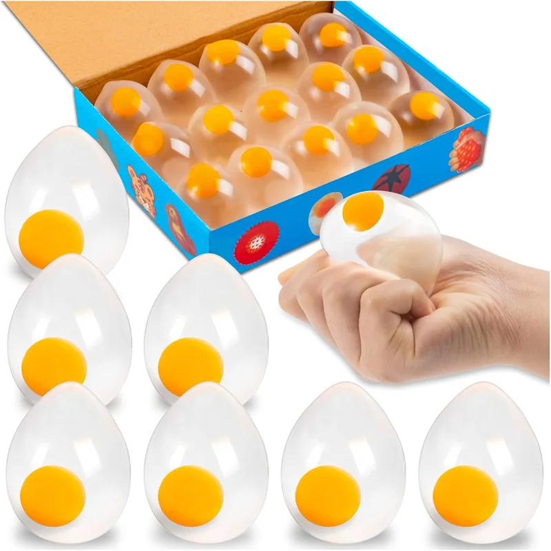 1pc Funky Egg Squishy Ball Clear Squeeze Splat Ball Easter Basket Fillers Squishies Fun Toy Anxiety Reducer for Kids Adults