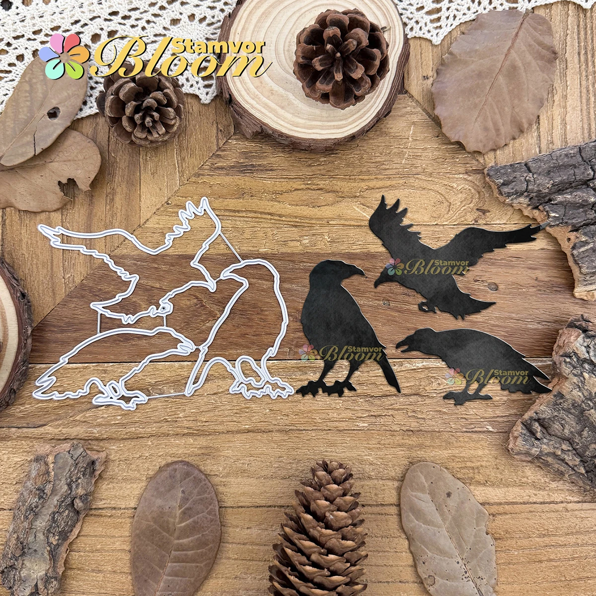 Original Retro Halloween Vögel Krähen Metall Stanzformen Scrapbooking Dekorative Prägung