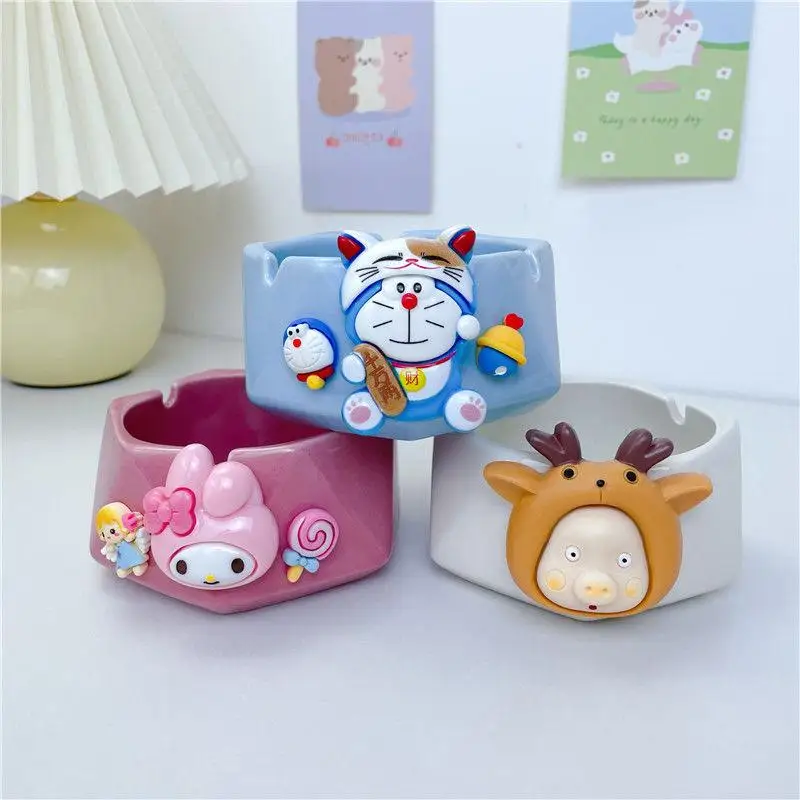 Sanrio Cinnamoroll Ceramic Ashtray Living Room Bedroom Office Kuromi Mymelody Kawaii Personality Cartoon Household Ashtray