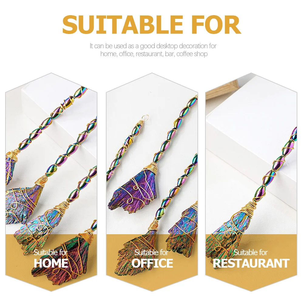 

Crystal Broom Black Tourmaline Stone Ornament Decorative Stones Craft Material Hanging Ore Specimen