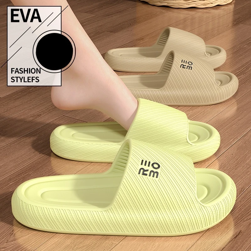 

Couple Lightweight 2025 Summer New Indoor Mute Soft Sole EVA Home Slippers Women Non Slip Bathroom Slides Beach Flip Flops